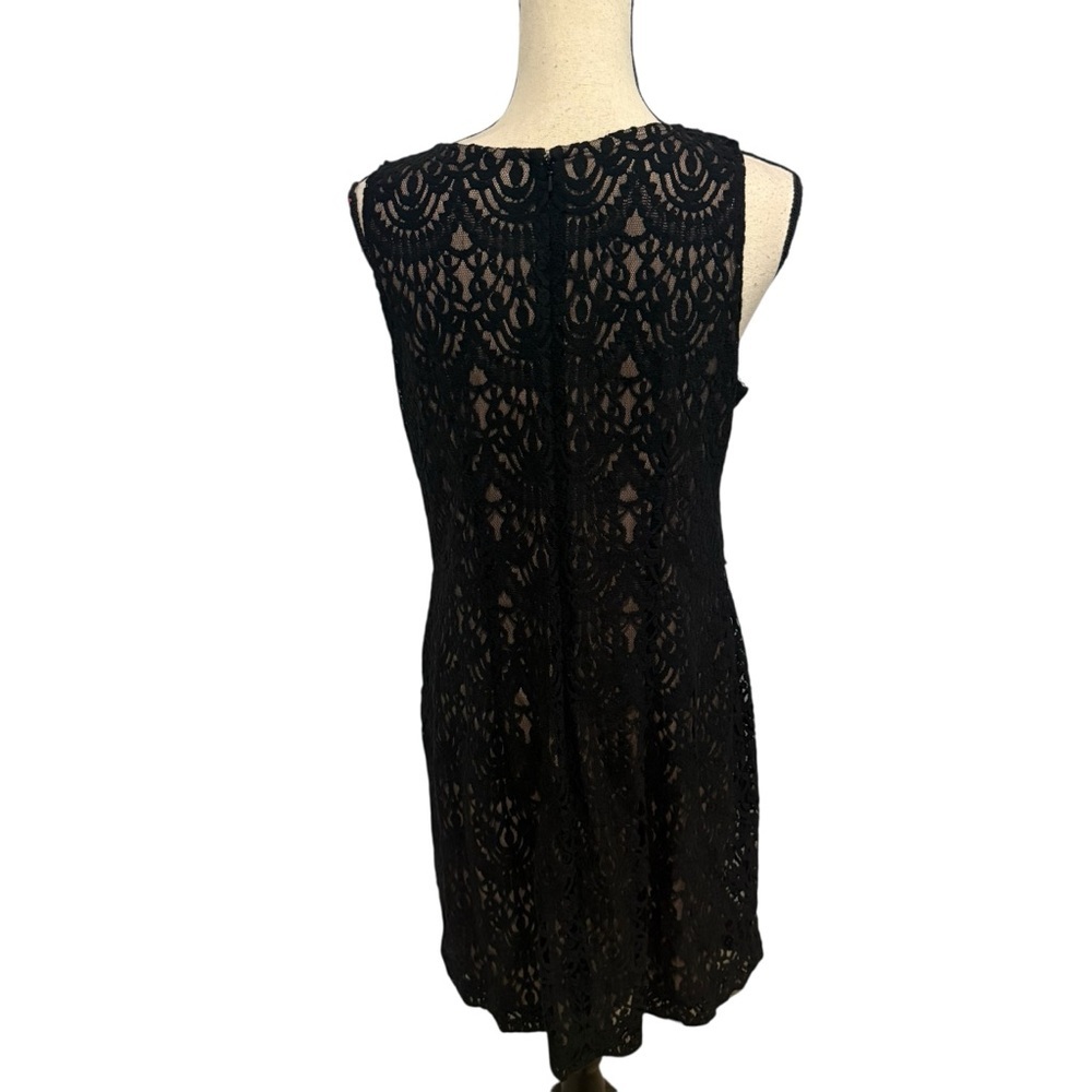 Jessica Howard Black Lace Dress Size 14 Beaded Neck - Picture 5 of 12